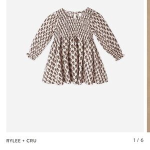 Rylee + Cru Floral Smocked Dress in Cream and Brown